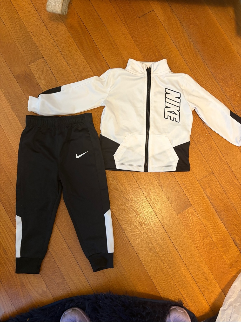 Nike Kids Black & White Track Jacket and Pants Set